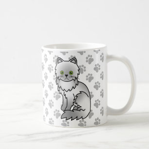 Taza De Café Gato de dibujos animados persa gris Chinchilla lin