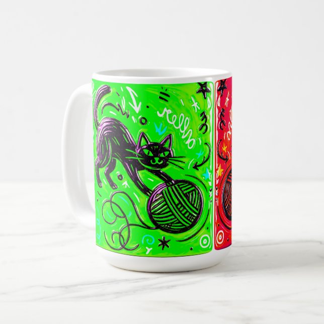 Taza De Café Gato de Dos Caras (Anverso izquierdo)