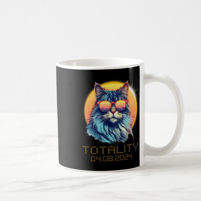 Taza De Café Gato De Eclipse Solar Con Gles De Eclipse Solar (Derecha)