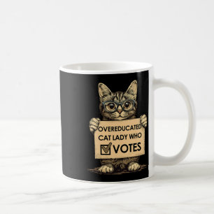 Taza De Café Gato de educación superior que vota