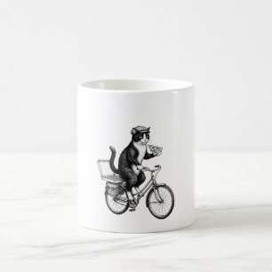 Taza De Café Gato de entrega de pizza retro