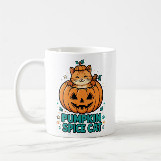 Taza De Café Gato de Especias de Calabaza Halloween Gato Naranj