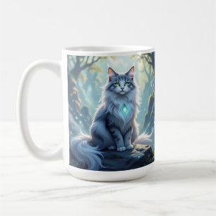 Taza De Café Gato de fantasía majestuoso con aura mística – Alt