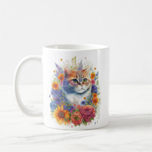 Taza De Café Gato de flor #3