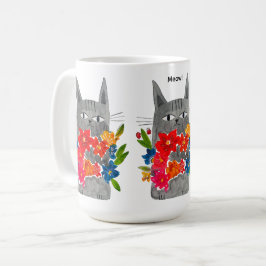 Taza De Café Gato de flores