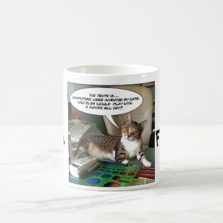 Taza De Café ¿Gato de Funnies peludo "con un ratón? "