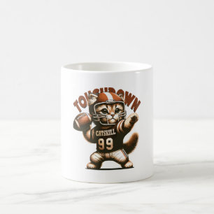 Taza De Café Gato de Fútbol Americano - Purrfección de Touchdow