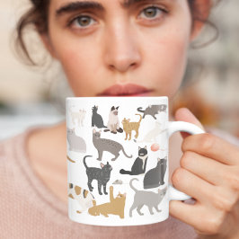 Taza De Café Gato de gato Mamá o papá Monograma personalizado