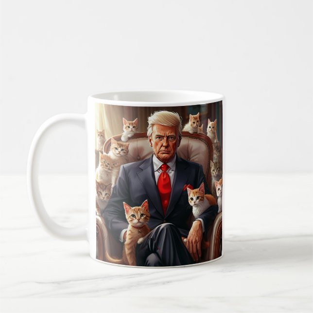 Taza De Café Gato de Guay MAGA TRUMP rodeado de KITTENS diverti (Izquierda)