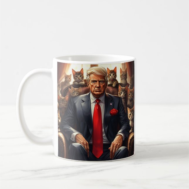 Taza De Café Gato de Guay MAGA TRUMP rodeado de KITTENS diverti (Izquierda)
