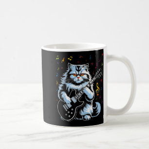 Taza De Café Gato de guitarra divertido tocando rock
