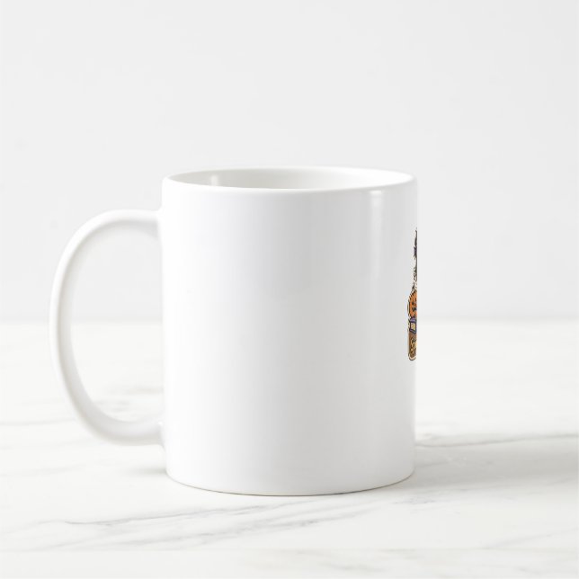 Taza De Café Gato de Halloween con libros mágicos - Fantasía y  (Izquierda)