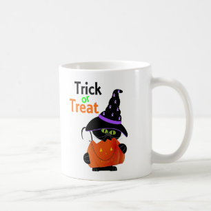 Taza De Café Gato de Halloween del truco o de la invitación co