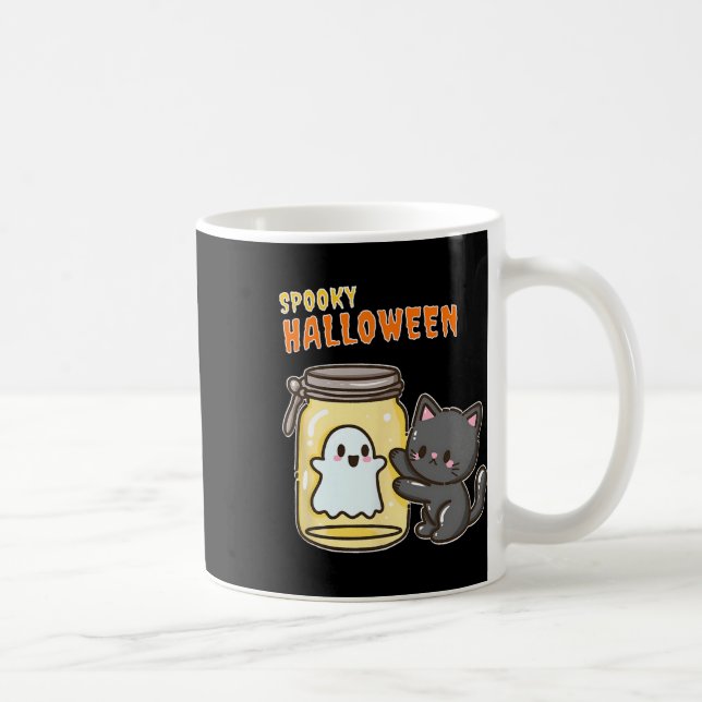 Taza De Café Gato de Halloween Feliz (Derecha)