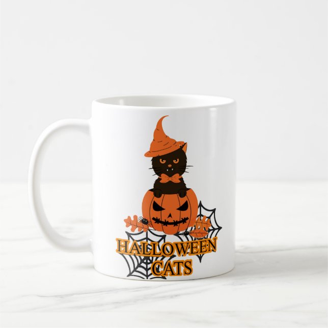 Taza De Café Gato de Halloween (Feliz Halloween , Regalo para l (Izquierda)