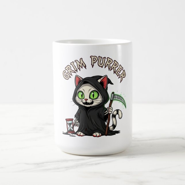 Taza De Café Gato de Halloween Grim Purrer (Centro)