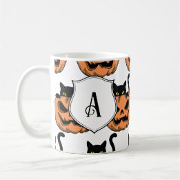 Taza De Café Gato de Halloween Vintage Patrón Espeluznante Pers
