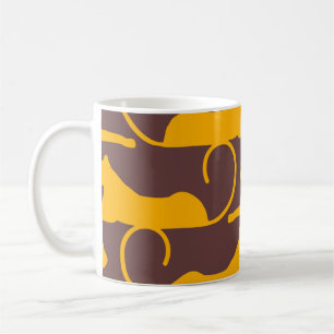Taza De Café Gato De La Mano De Dibujo Leopardo Cheetah Panther