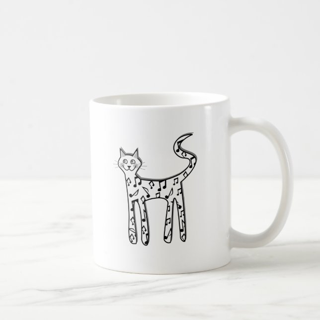 Taza De Café Gato de la nota musical (Derecha)