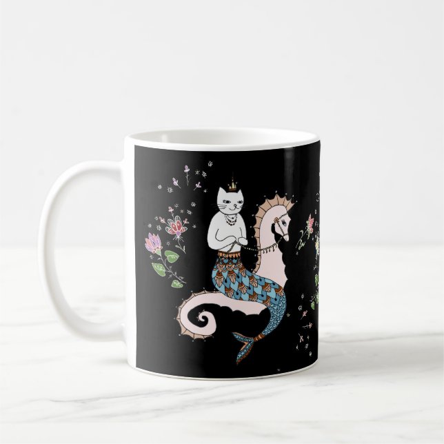 Taza De Café Gato de la sirena que viaja (Izquierda)