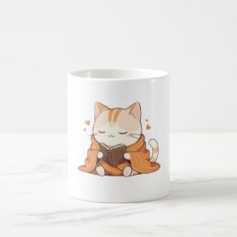 Taza De Café Gato de lectura acogedor diseño Kawaii de gatito g