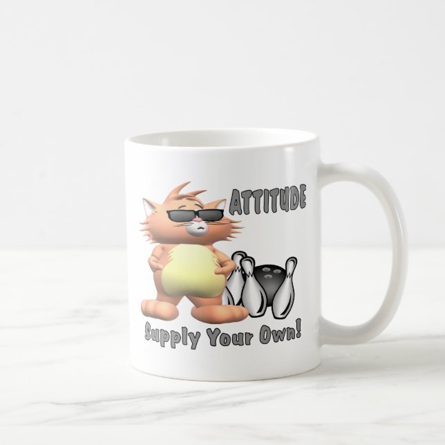 Taza De Café Gato de los bolos: Actitud (Derecha)