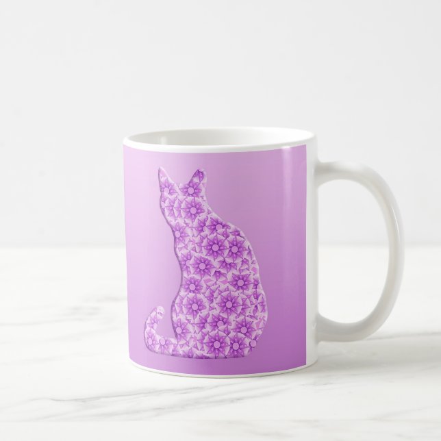 Taza De Café Gato de los molinillos de viento - lavanda, (Derecha)