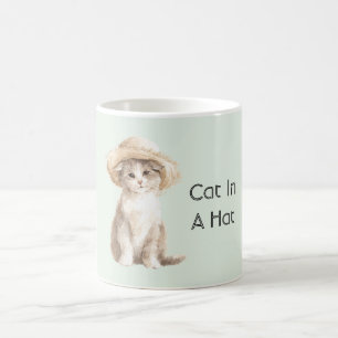 Taza De Café Gato de menta en un sombrero