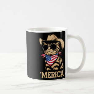 Taza De Café Gato de Merica Patriota Bandera Estadounidense Vaq