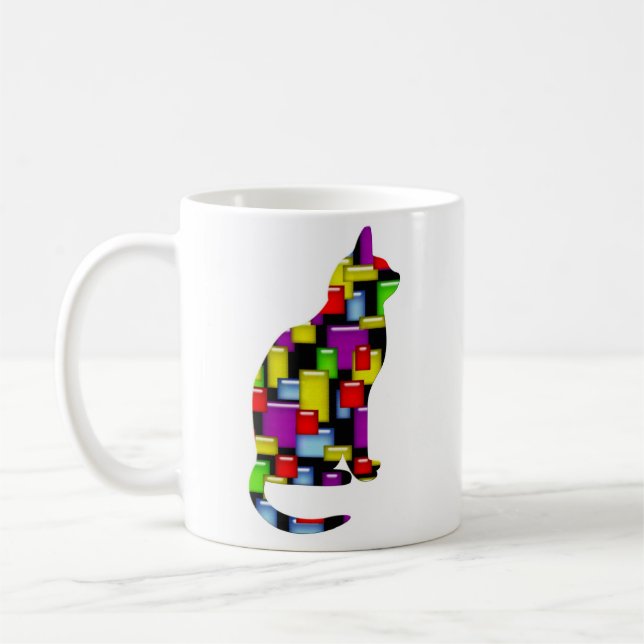 Taza De Café gato de mosaico (Izquierda)