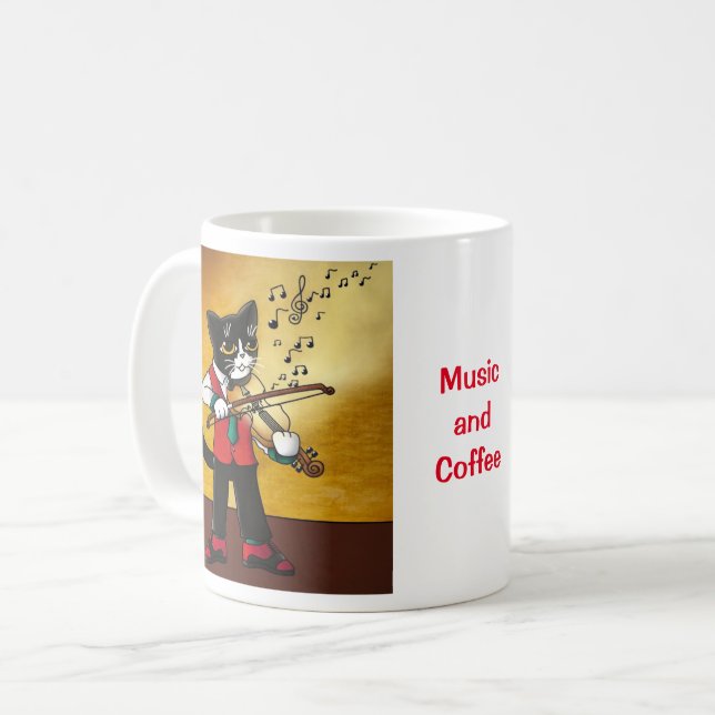Taza De Café Gato de música violín (Anverso izquierdo)