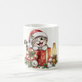 Taza De Café Gato de Navidad con Regalos