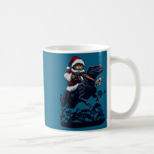 Taza De Café Gato de Navidad con sombrero de Santa sosteniendo