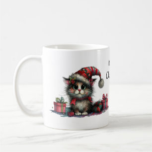 Taza De Café Gato de Navidades con gatito con gatito quirky