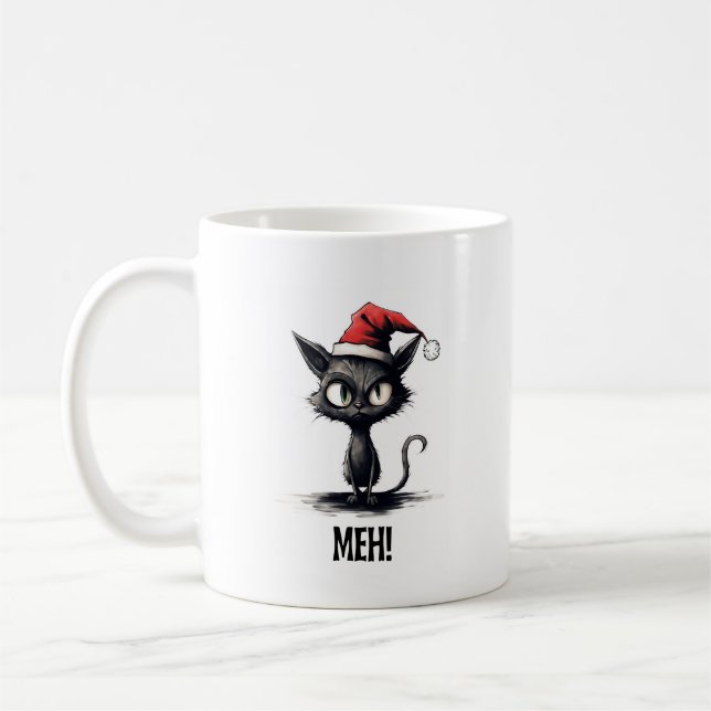 Taza De Café Gato de Navidades divertidos (Izquierda)