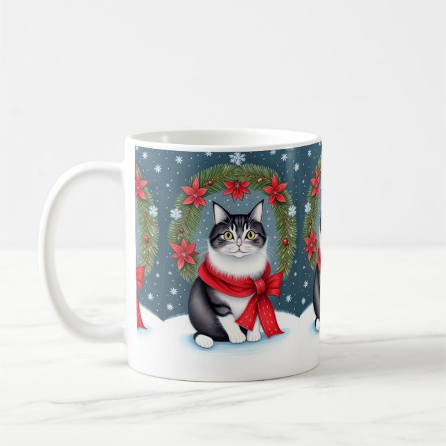 Taza De Café Gato de Navidades festivos (Izquierda)