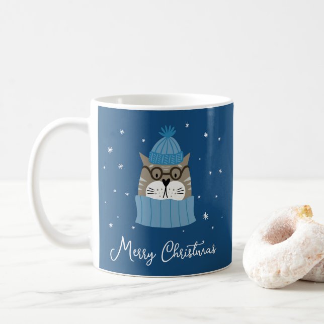Taza De Café Gato de Navidades lindo en cómodos conocimientos d (Con donut)