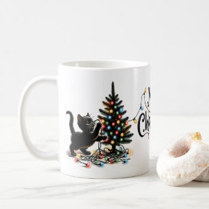 Taza De Café Gato de Navidades retro