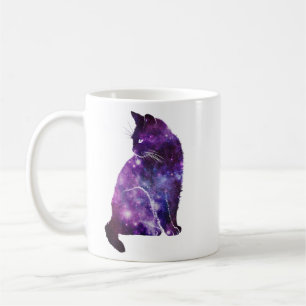Taza De Café Gato de nebulosa del espacio púrpura