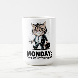 Taza De Café Gato de oficina de lunes
