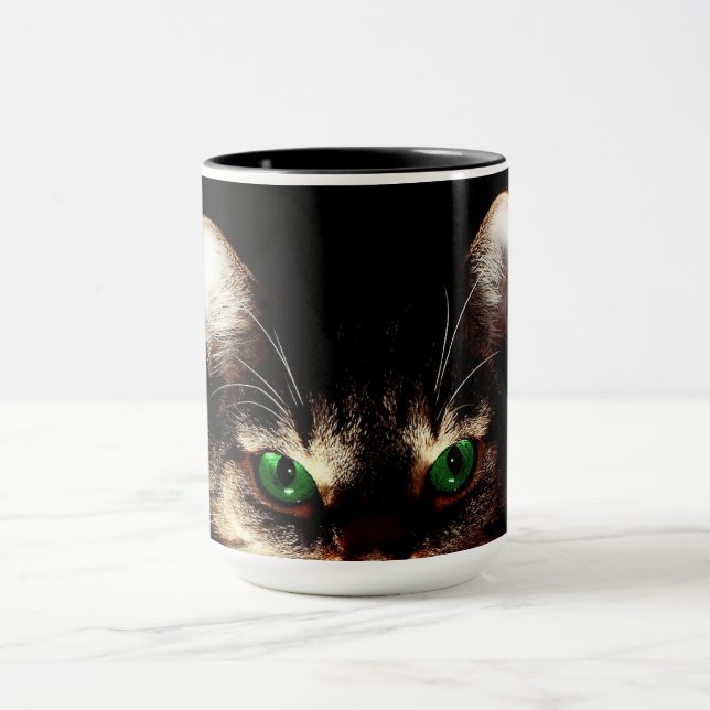 Taza de café gato de ojos verdes (Centro)