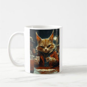 Taza De Café Gato de póquer en la línea de apuestas subterránea