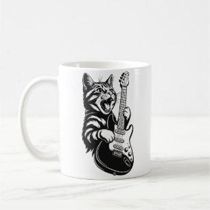 Taza De Café Gato de Roca Tocando Guitarra Eléctrica Amor por