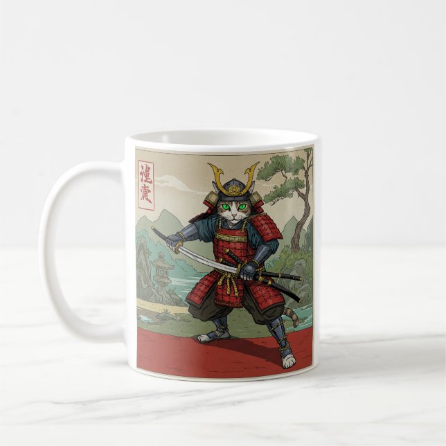Taza De Café Gato de Samurai (Izquierda)
