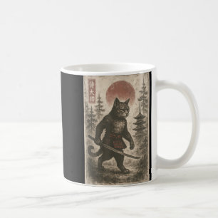 Taza De Café Gato de Samurai Gráfico gráfico japonés Ukiyo-e Ar