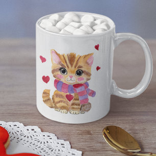 Taza De Café Gato de San Valentín acuarela
