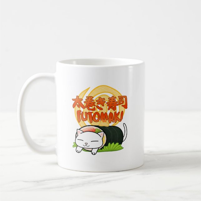 Taza De Café Gato de sushi de Futomaki (Izquierda)