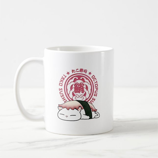 Taza De Café Gato de Sushi Tako Octopus (Izquierda)