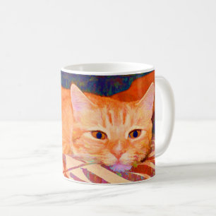 Taza De Café Gato de Tabby anaranjado brillante lindo divertido