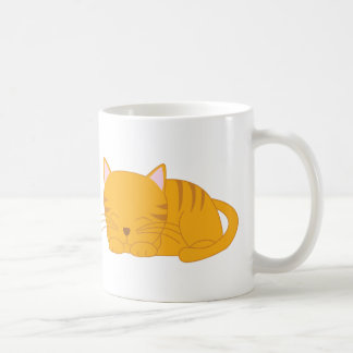 Taza De Café Gato de Tabby anaranjado el dormir